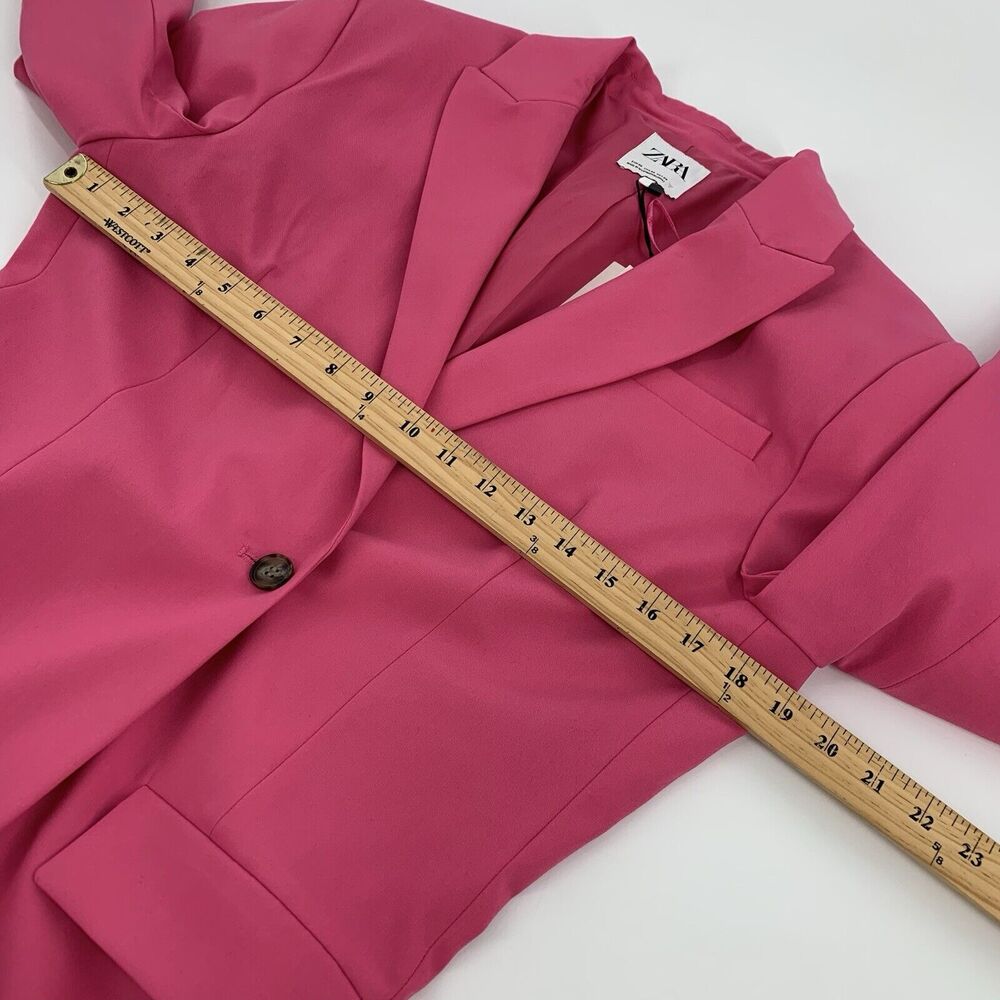 NWT $250 Zara Tailored Boxy Cut One Button Blazer Size XS Womens Dark Pink AKA - Picture 7 of 8